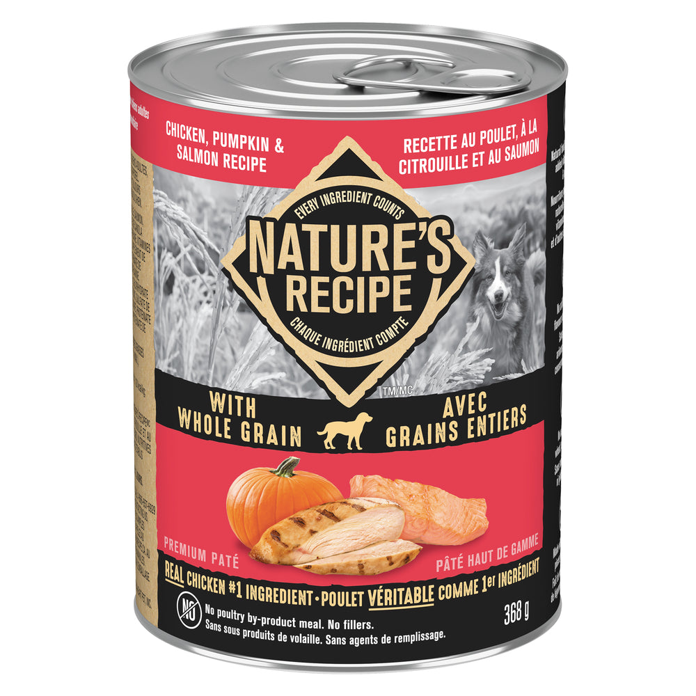 NATURE'S RECIPE DOG FOOD CHICKEN SALMON, 12 X 368 G