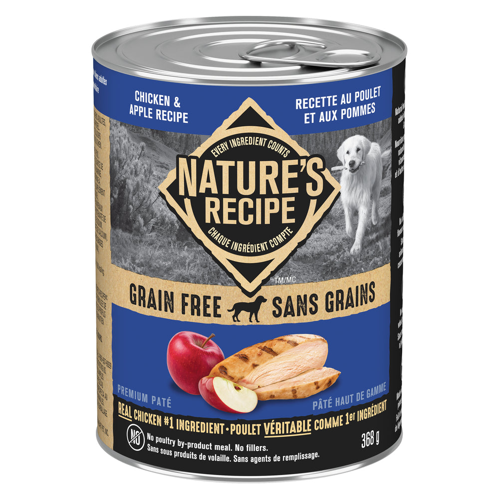 NATURE'S RECIPE DOG FOOD CHICKEN APPLE, 12 X 368 G