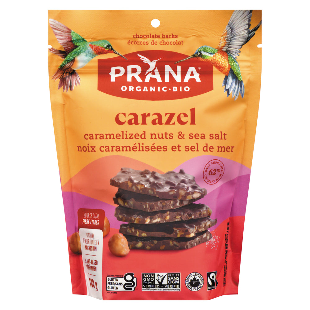 PRANA DARK CHOCOLATE BARK WITH CARAMELIZED NUTS, 8 X 100 G