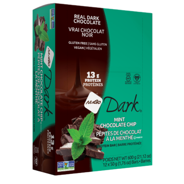 NUGO NUTRITION, MINT DARK CHOC CHIP BARS, 12 x 50G