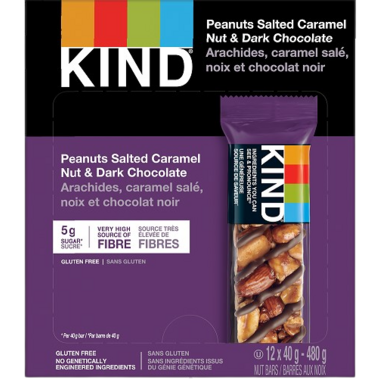 KIND, PEANUTS SALTED CARAMEL NUT&DARK, 12 x 40G