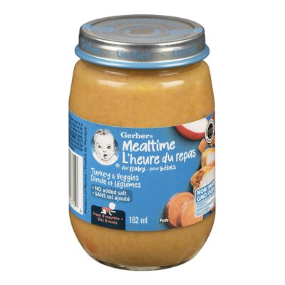 GERBER BABY PUREE TURKEY VEGGIE, 12 X 162 ML