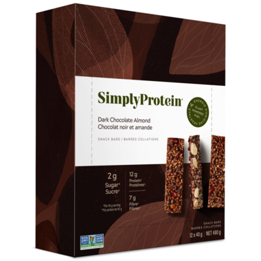 SIMPLY PROTEIN, DARK CHOCOLATE ALMOND - SNACK BAR, 12 x 40G