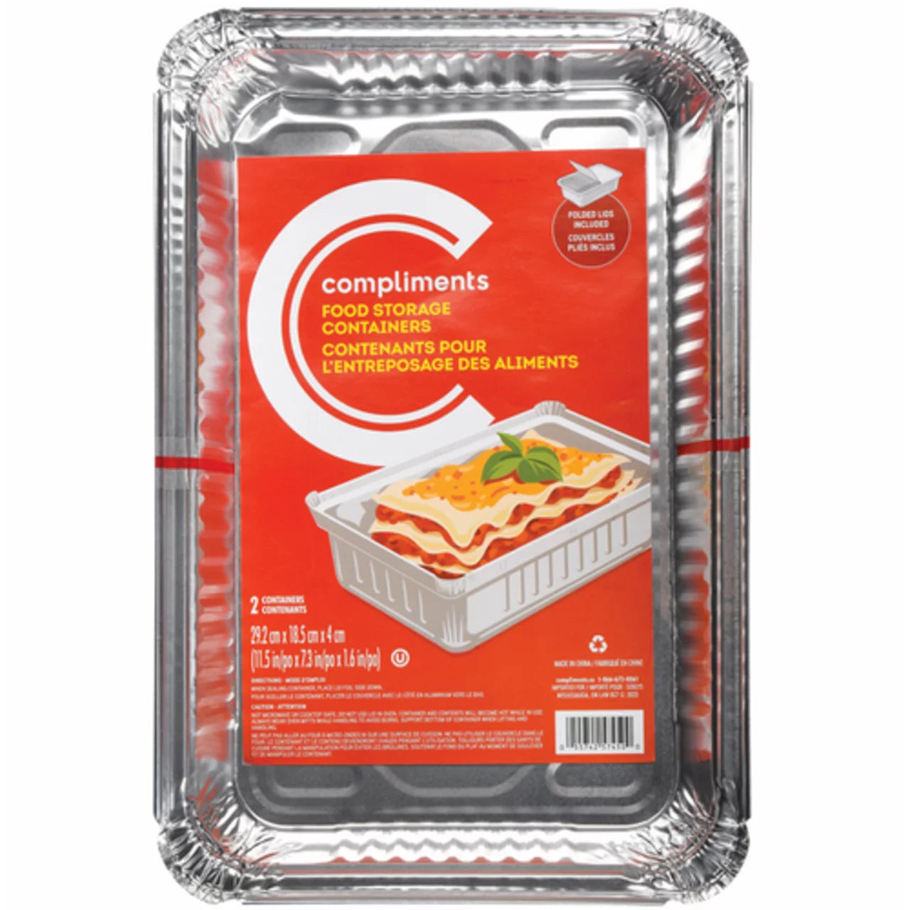 COMPLIMENTS ALUMINUM CONTAINER WITH LID 5 LBS, 12 X 2 UN