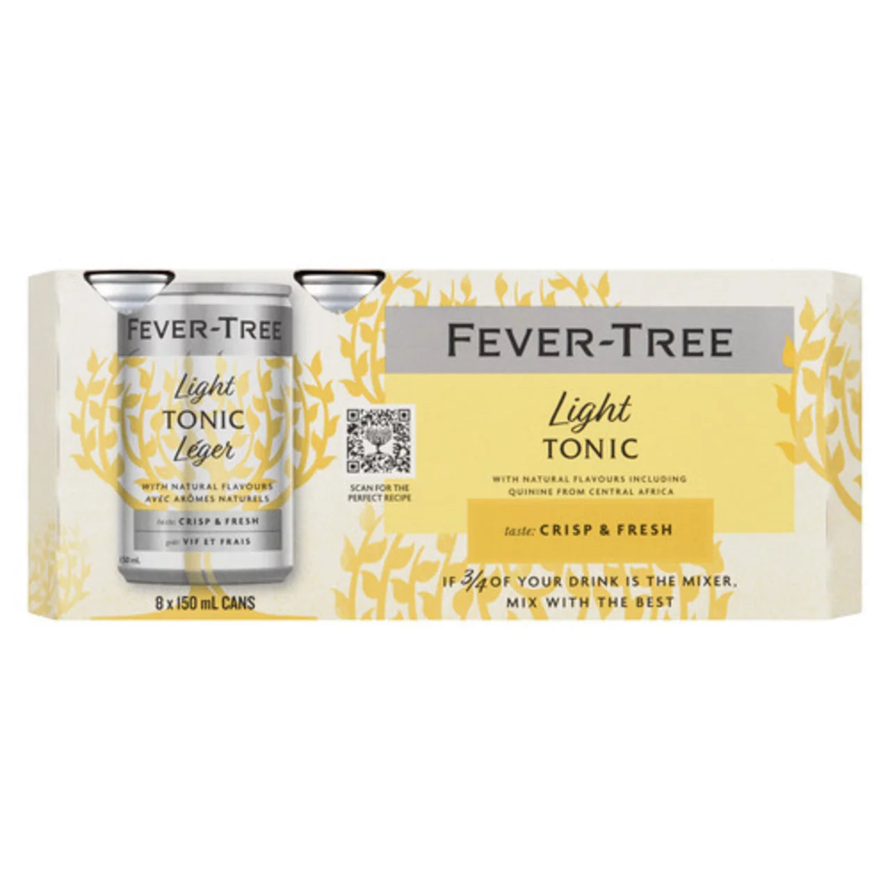 FEVER-TREE LIGHT TONIC WATER, 3 X 8 X 150 ML