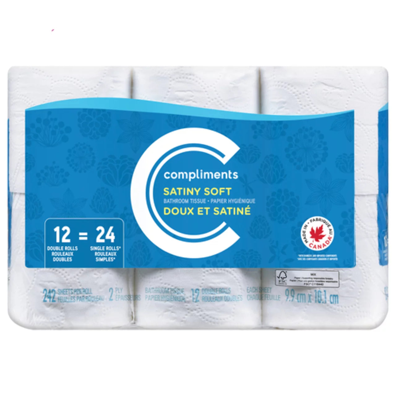 COMPLIMENTS TOILET PAPER 242 SHEETS, 4 X 12 UN