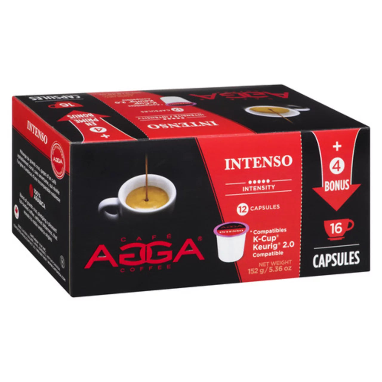 AGGA CAFE INTENSO 12 + 4 KCUP, 6 X 152 G
