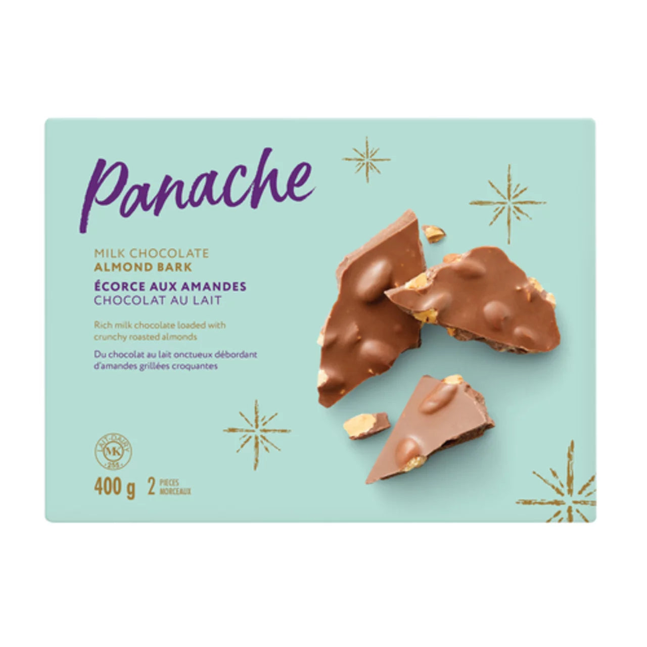 PANACHE CHOCOLATE MILK ALMONDS, 12 X 400 G