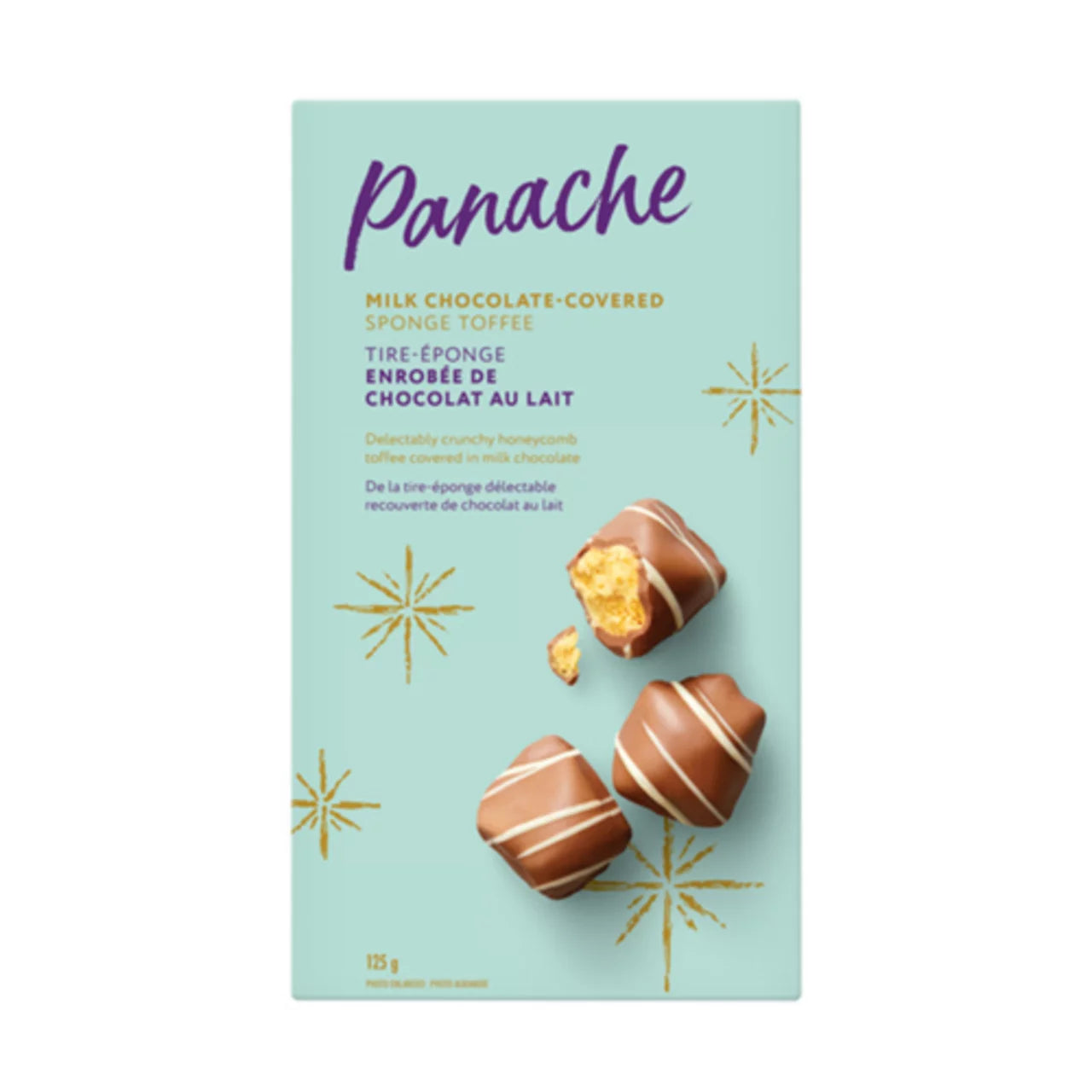 PANACHE SPONGE TOFFEE COVERED CHOCOLATE, 12 X 125 G