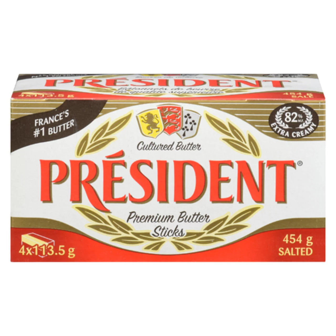 PRESIDENT SALTED BUTTER STICKS, 20 X 454 G