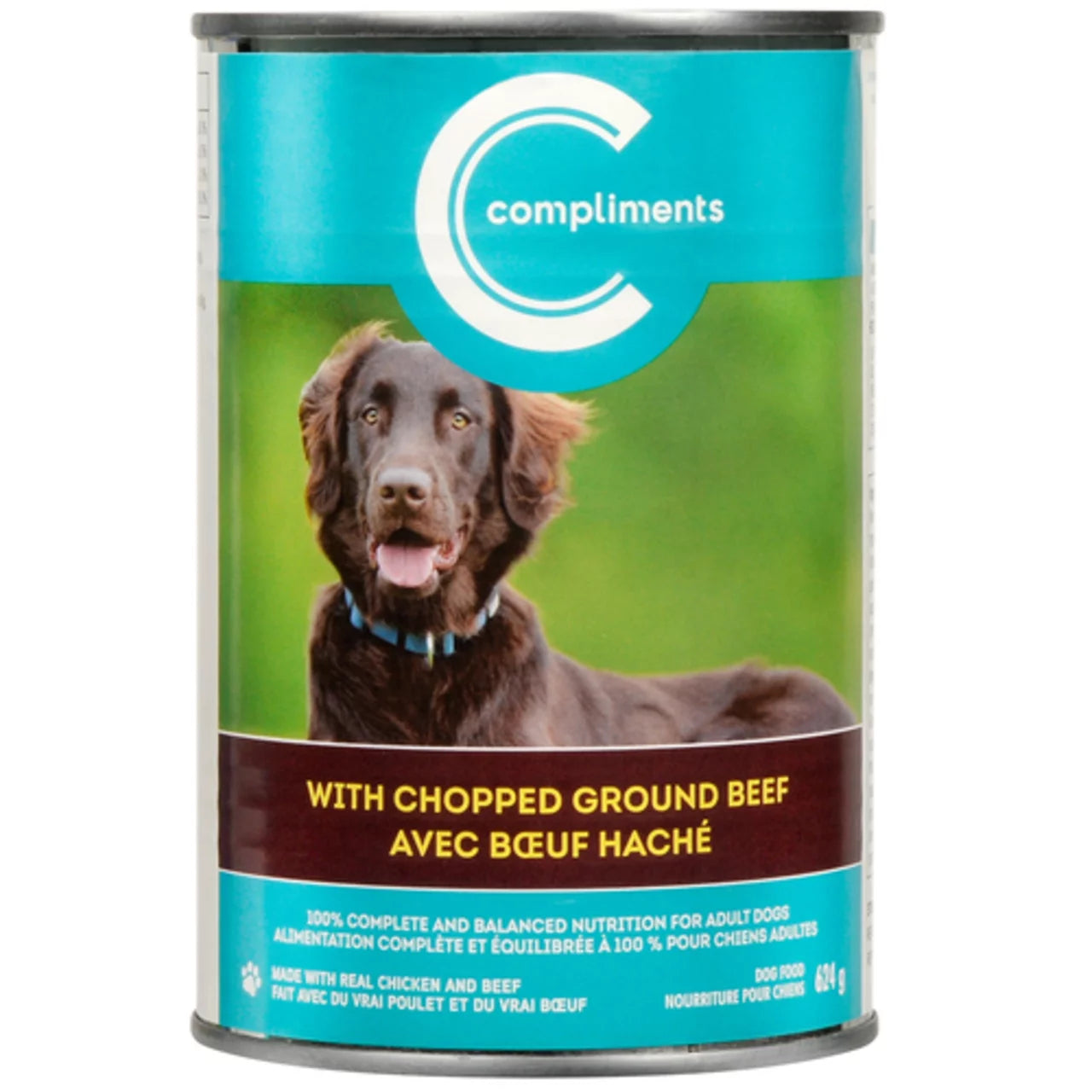 COMPLIMENTS DOG FOOD GROUND BEEF, 12 X 624 G