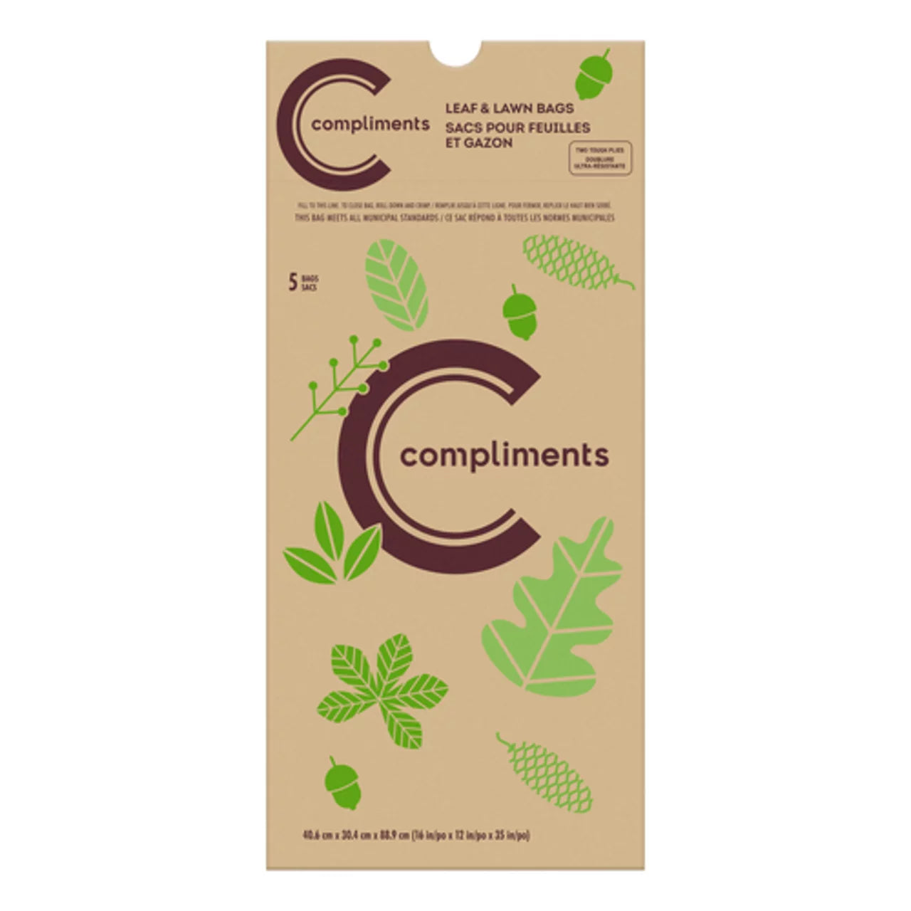 COMPLIMENTS LAWN & LEAF BAGS, 12 X 5 UN