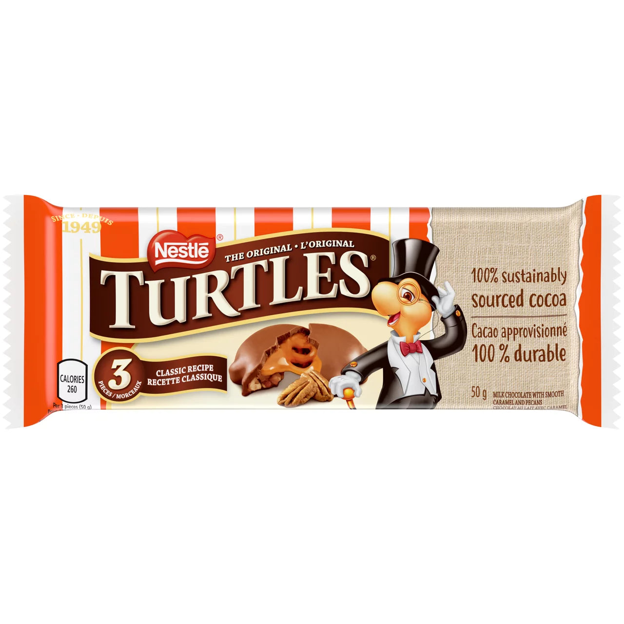 TURTLES 3 PIECE CHOCOLATE BAR, 24 X 1 UN