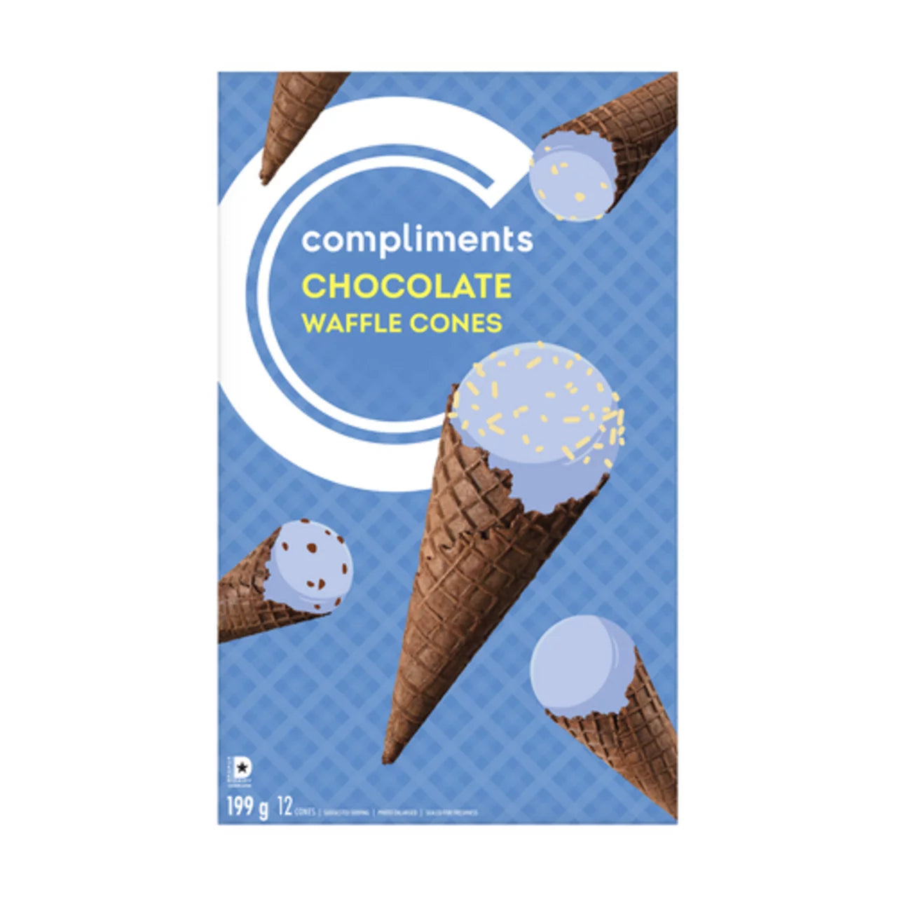 COMPLIMENTS CHOCOLATE WAFFLE CONES, 8 X 199 G