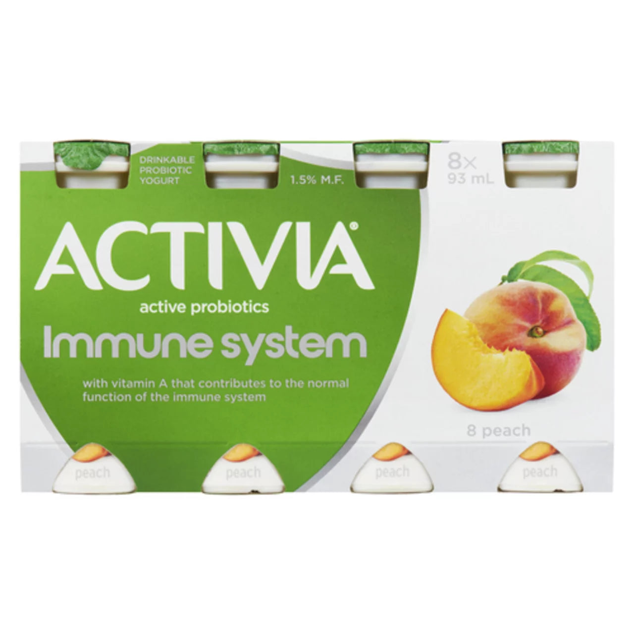 ACTIVIA PEACH DRINKABLE YOGURT, 6 X 8 X 93 ML