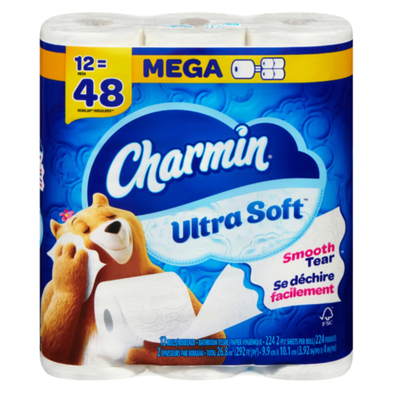CHARMIN ULTRA SOFT TOILET PAPER 244 SHEETS, 4 X 12 UN