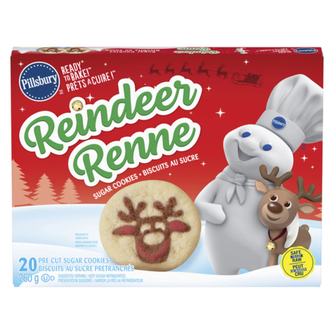 PILLSBURY REINDEER-SHAPED BISCUIT DOUGH, 12 X 260 G