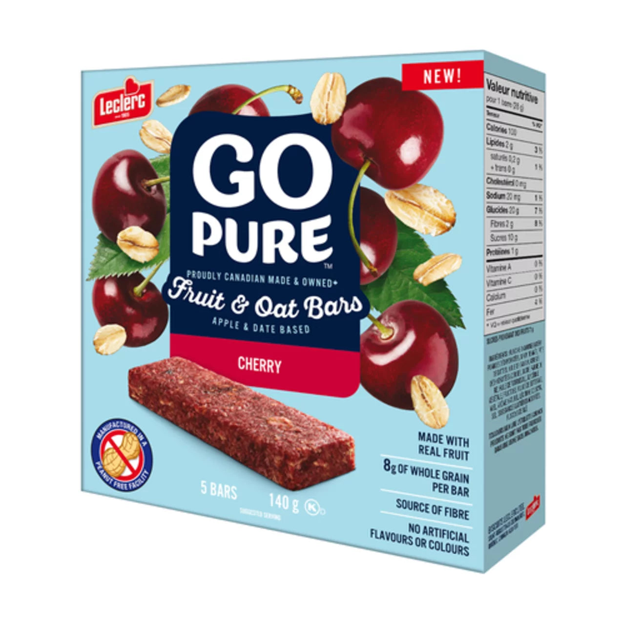 LECLERC GOPURE OAT CHERRY BAR, 12 X 140 G