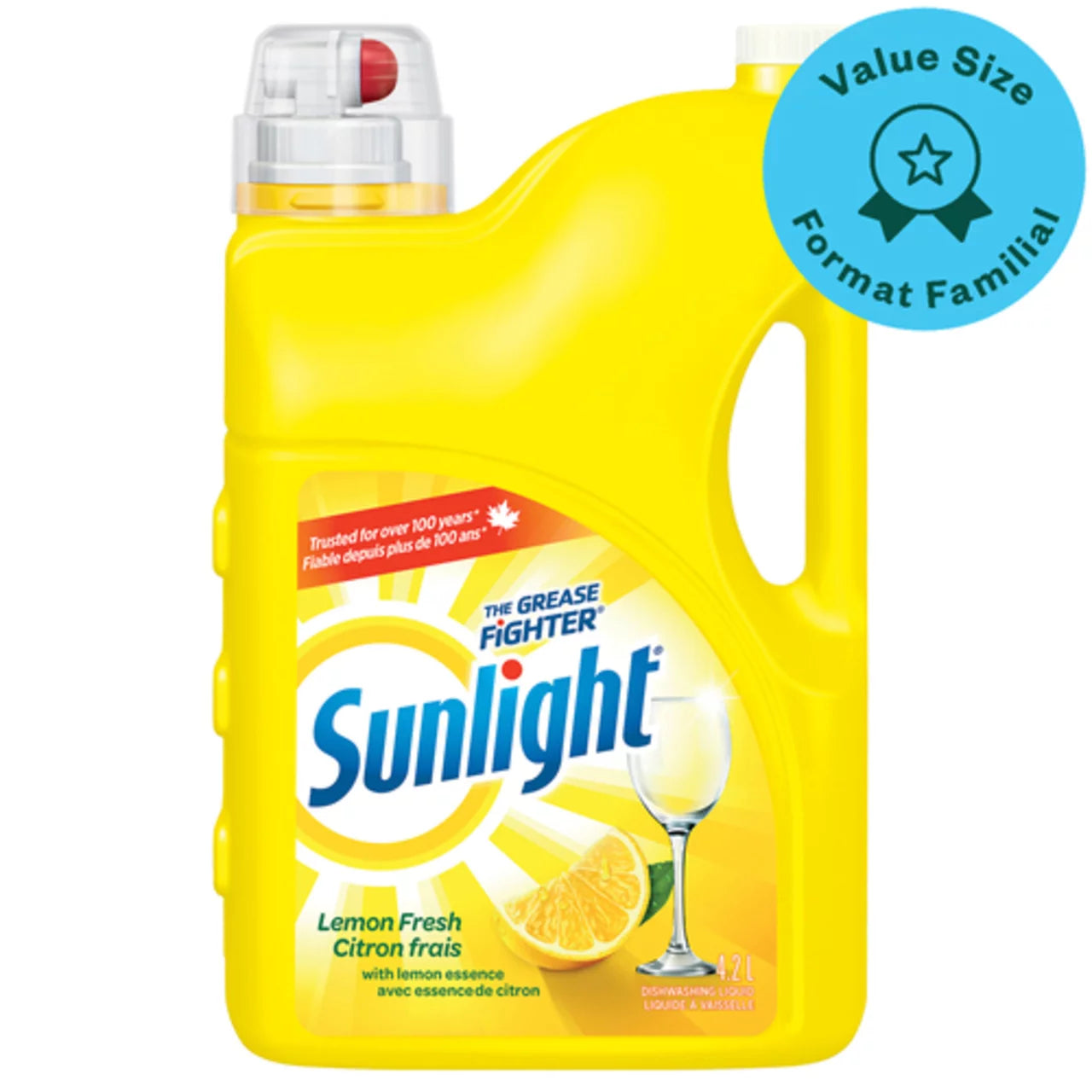SUNLIGHT LEMON DISH LIQUID, 2 X 4.2 L