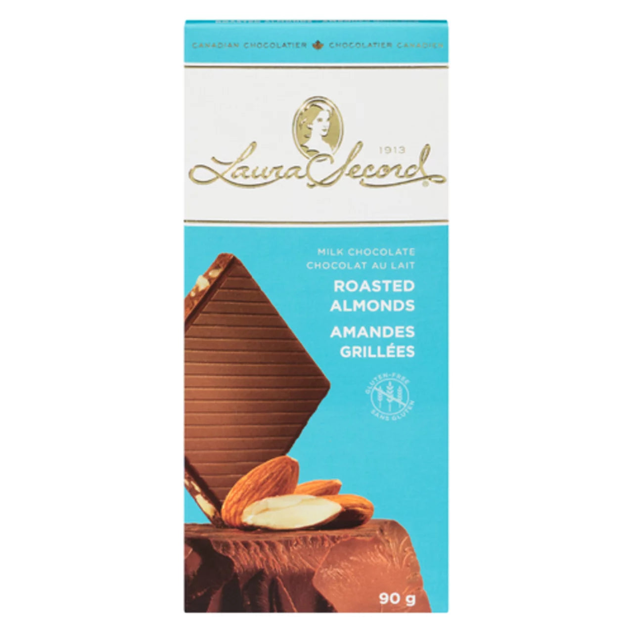 LAURA SECORD GRILLED ALMOND CHOCOLATE BAR, 12 X 90 G