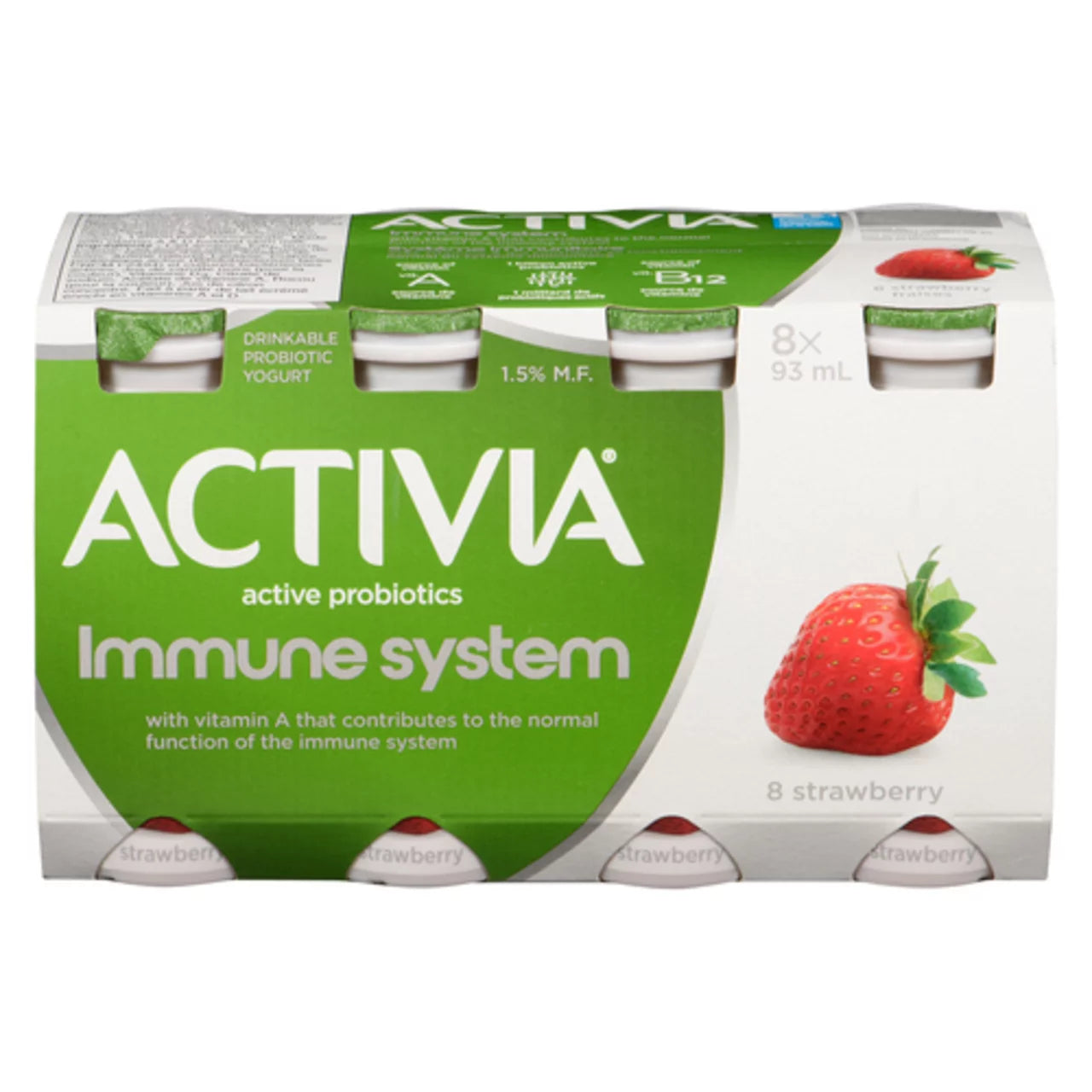ACTIVIA STRAWBERRY DRINKABLE YOGURT, 6 X 8 X 93 ML