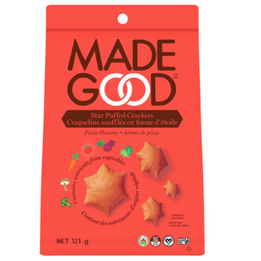 MADE GOOD, STAR PUFFED PIZZA CRACKERS OR, 6 x 121G