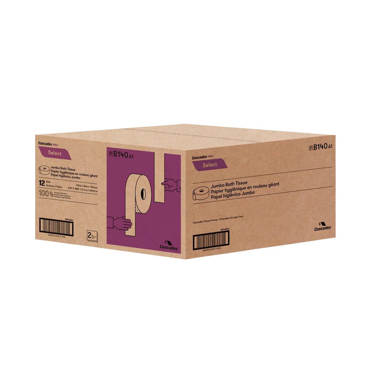 CASCADES PRO SELECT, JUMBO BATHROOM TISSUE, PACK OF 12