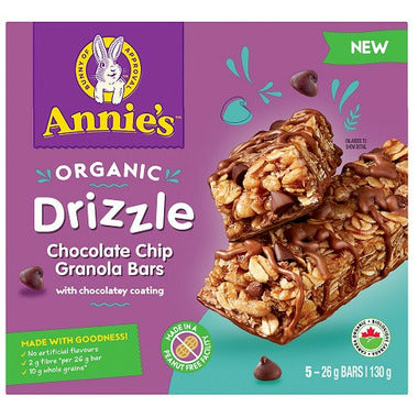 ANNIE'S HOMEGR, CHOC CHIP DRIZZLE - GRANOLA BAR, 12 x 130G
