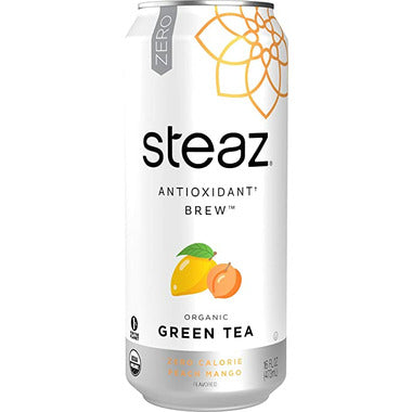 STEAZ, ZERO CAL PEACH MANGO ICD TEA, 12 x 473ML