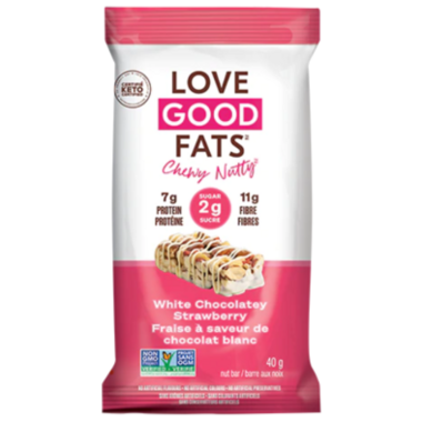 LOVE GOOD FATS, CHEWY NUTTY WHITE CHOC STRAWBERRY 12PK, 12 x 40G
