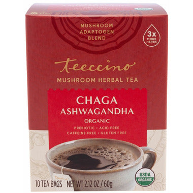 TEECCINO, CHAGA ASHWAGANDHA, 6 x 10CT