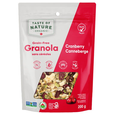 TASTEOFNATURE, CRANBERRY - GRAIN FREE GRANOLA, 6 x 200G