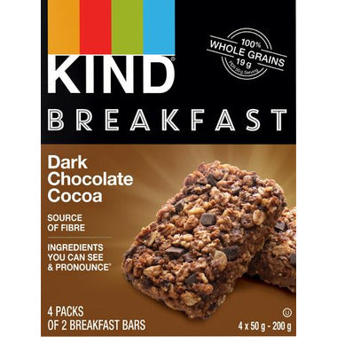 KIND, BREAKFAST DARK CHOCOLATE COCOA, 5 x 4X50G