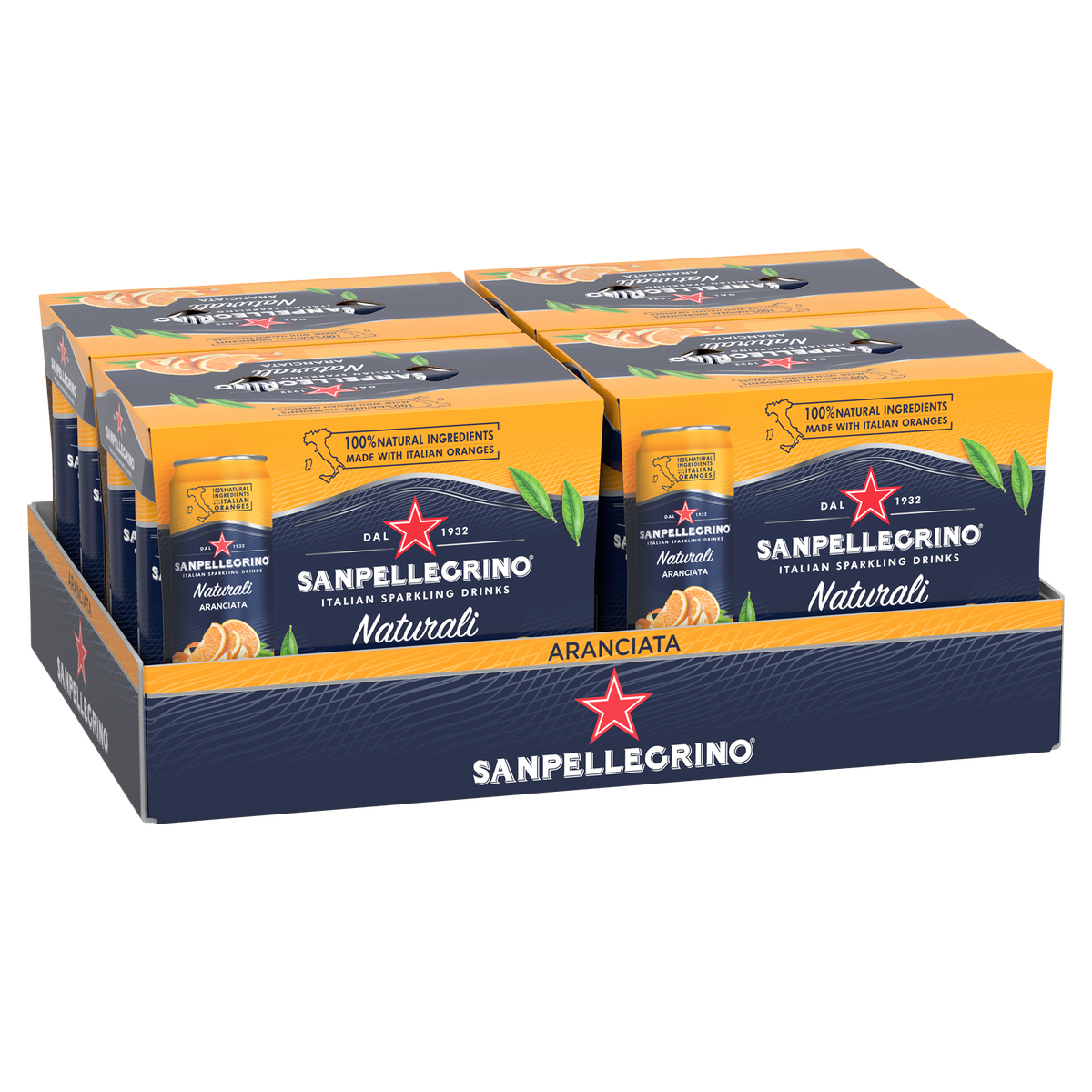 SAN PELLEGRINO, BEVERAGE ARANCIATA ORANGE, 6 x 330 ML