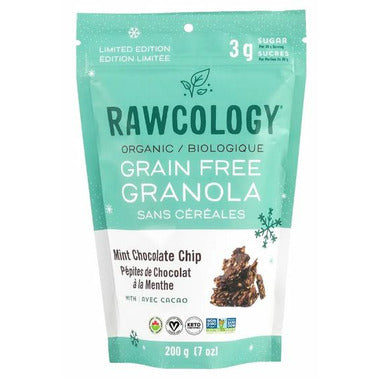 RAWCOLOGY, CHOCOLATE MINT CHIP GRAIN FREE GRANOLA, 12 x 200G