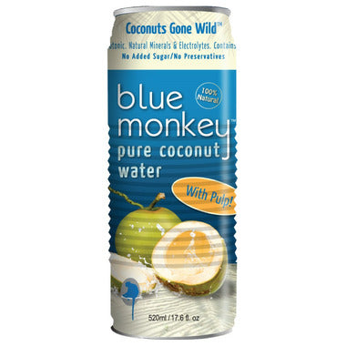 BLUE MONKEY, 100% COCONUT WATER W PULP, 24 x 520ML
