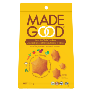 MADE GOOD, STAR PUFFED CHEDDAR CRACKERS OR, 6 x 121G