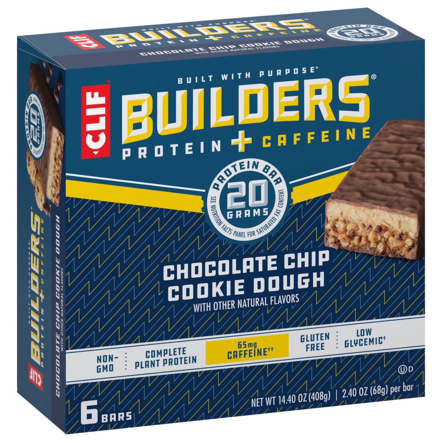 CLIF/LUNABAR, BUILDERS CHOC CHIP COOKIE DOUGH 6PK, 6 x 68G