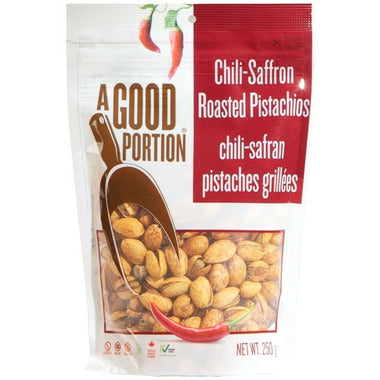 A GOOD PORTION, CHILLI-SAFFRON ROASTED PISTACHIOS, 10 x 250G