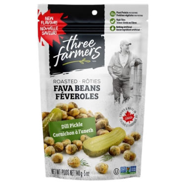 THREE FARMERS, ROASTED FAVA BEANS - DILL PICKLE, 12 x 140G