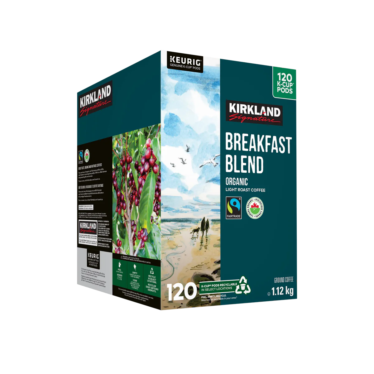 KIRKLAND SIGNATURE, ORGANIC BREAKFAST BLEND FAIR TRADE K-CUP PODS, 120 UNITS