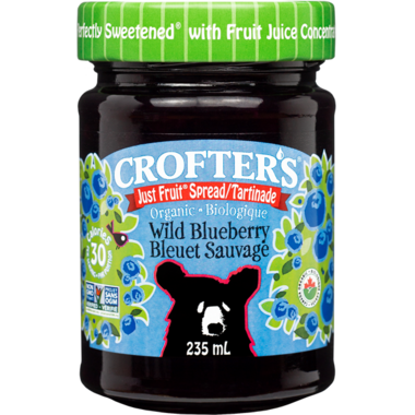 CROFTER'S ORGA, JUST FRUIT SPREAD - WILD BLUEBERRY, 6 x 235ML