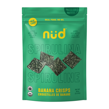 NUD FUD, SPIRULINA BANANA CRISPS, 6 x 66G