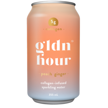 GLDN HOUR, PEACH GINGER COLLAGEN SPARKLING WATER, 6 x 355ML