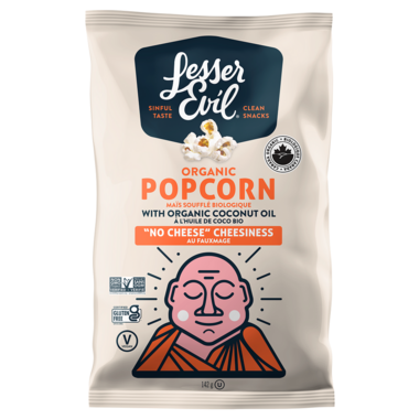 LESSER EVIL, ORGANIC POPCORN - NO CHEESE CHEESINESS, 12 x 142G