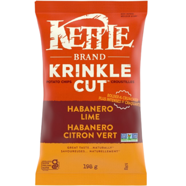 KETTLE FOODS, HABANERO LIME KRINKLE KUT 198G, 12 x 198G