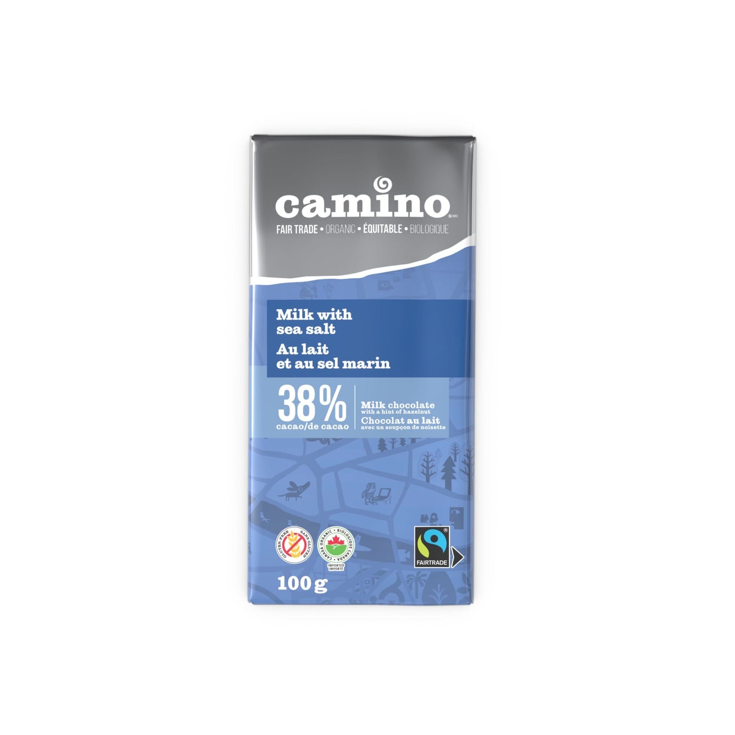 CAMINO, MLK CHOC W SEA SALT 38% COCOA OR, 12 x 100 G