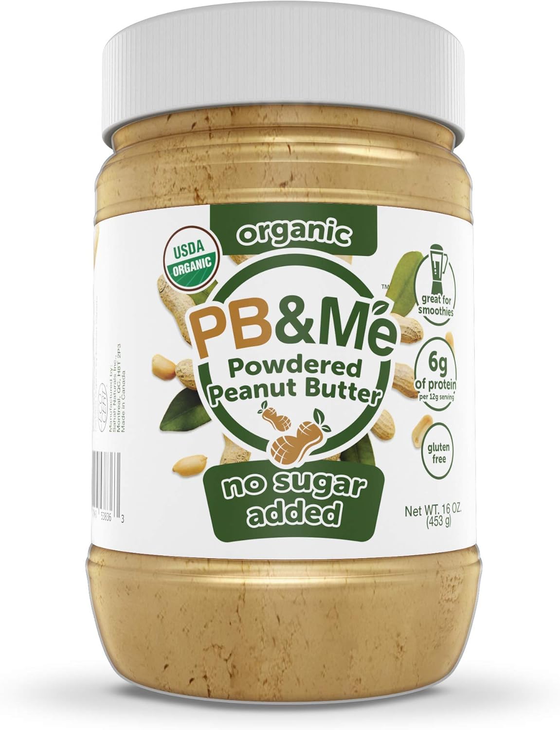 PB&ME, ORGANIC - NO SUGAR ADDED, 6 x 453G