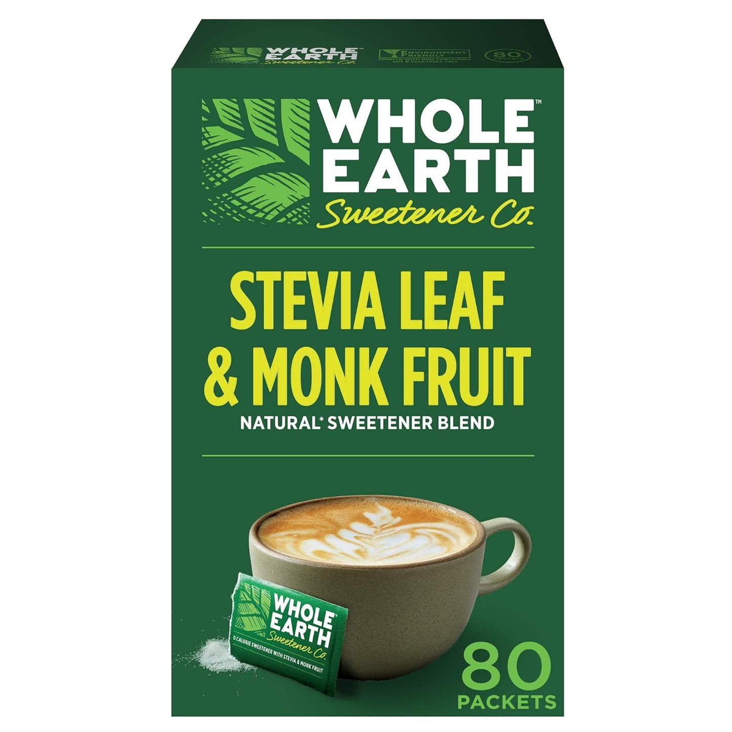 WHOLE EARTH, WHOLE EARTH STEVIA & MONK FRUIT 80 PACK, 12 x 80CT