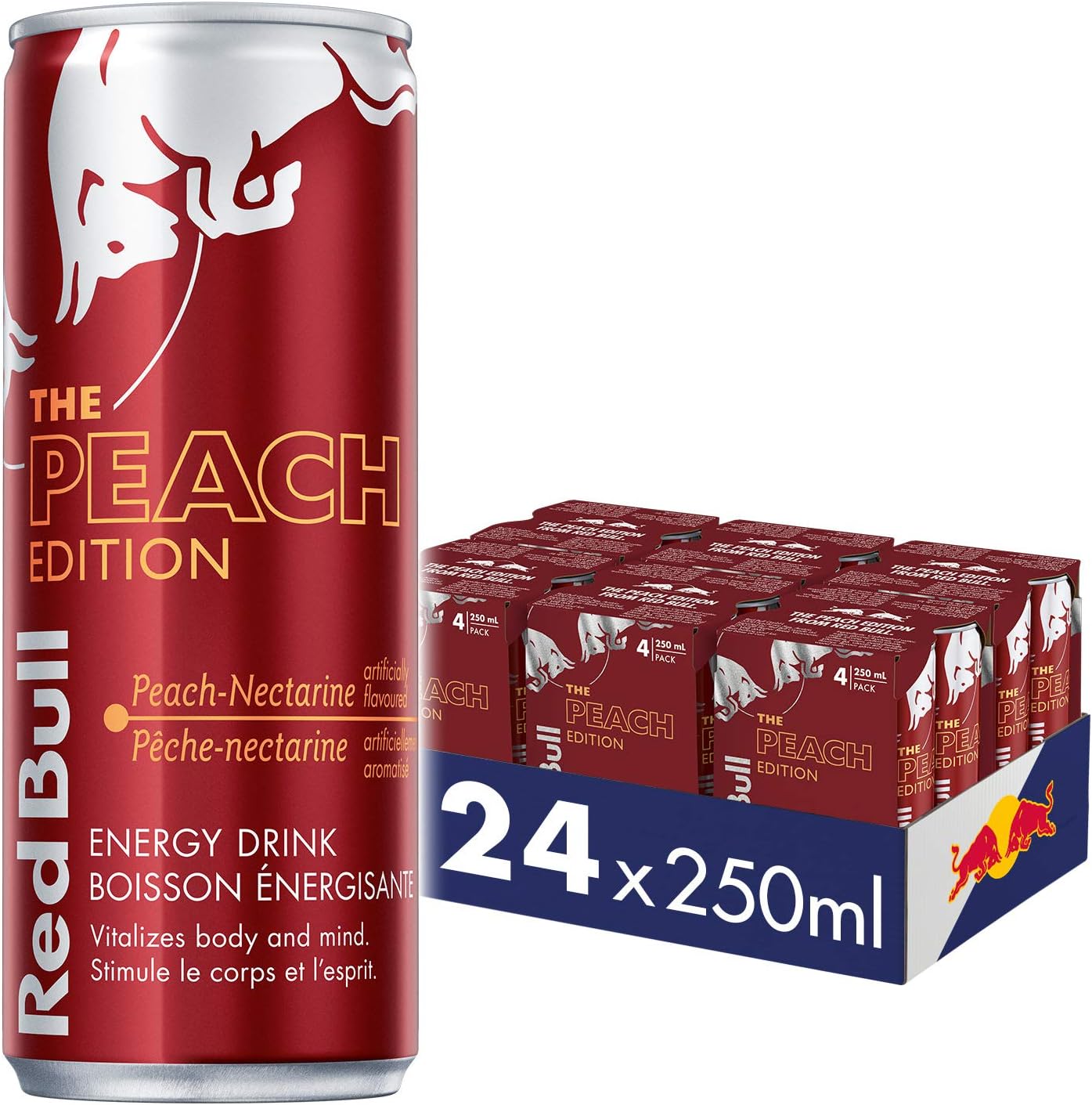 RED BULL ENERGY DRINK, THE PEACH EDITION, 24 X 250 ML